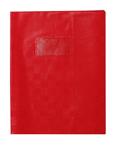 Clairefontaine 71103C - Heftumschlag / Heftschoner / Hefthülle Calligraphe mit Feinkörnung, 17x22 cm, Etikettenhalter, Lesezeichen, aus PVC blickdicht und strapazierfähig, Rot, 1 Stück von Calligraphe