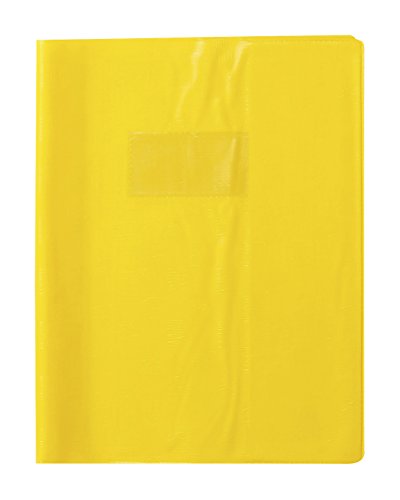 Clairefontaine 71104C - Heftumschlag / Heftschoner / Hefthülle Calligraphe mit Feinkörnung, 17x22 cm, Etikettenhalter, Lesezeichen, aus PVC blickdicht und strapazierfähig, Gelb, 1 Stück von Calligraphe