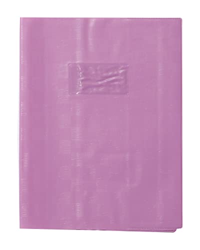 Clairefontaine 71106C - Heftumschlag / Heftschoner / Hefthülle Calligraphe mit Feinkörnung, 17x22 cm, Etikettenhalter, Lesezeichen, aus PVC blickdicht und strapazierfähig, Violett, 1 Stück von Calligraphe