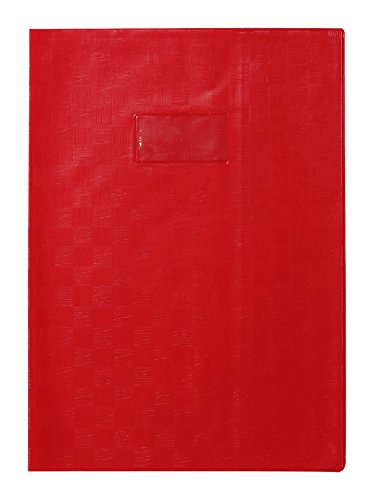 Clairefontaine 71203C - Heftumschlag / Heftschoner / Hefthülle Calligraphe mit Feinkörnung, DIN A4 21x29,7 cm, Etikettenhalter, Lesezeichen, aus PVC blickdicht und strapazierfähig, Rot, 1 Stück von Calligraphe