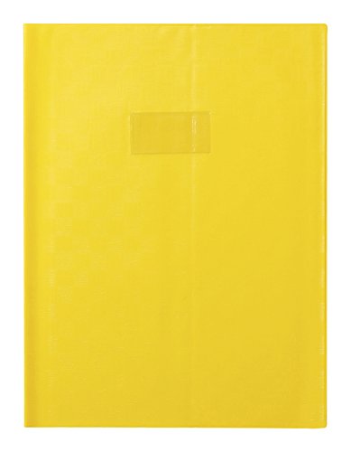 Clairefontaine 71304C - Heftumschlag / Heftschoner / Hefthülle Calligraphe mit Feinkörnung, DIN A4+ 24x32 cm, Etikettenhalter, Lesezeichen, aus PVC blickdicht und strapazierfähig, Gelb, 1 Stück von Calligraphe