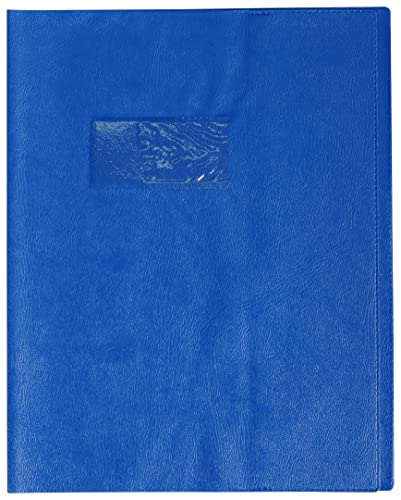 Clairefontaine 72002C - Heftumschlag / Heftschoner / Hefthülle Calligraphe mit Feinkörnung und Lederoptik, 17x22 cm, Etikettenhalter, aus PVC blickdicht und strapazierfähig, Blau, 1 Stück von Calligraphe