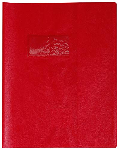 Clairefontaine 72003C - Heftumschlag / Heftschoner / Hefthülle Calligraphe mit Feinkörnung und Lederoptik, 17x22 cm, Etikettenhalter, aus PVC blickdicht und strapazierfähig, Rot, 1 Stück von Calligraphe