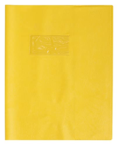 Clairefontaine 72004C - Heftumschlag / Heftschoner / Hefthülle Calligraphe mit Feinkörnung und Lederoptik, 17x22 cm, Etikettenhalter, aus PVC blickdicht und strapazierfähig, Gelb, 1 Stück von Calligraphe