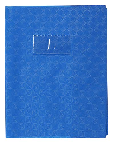 Clairefontaine 72012C - Heftumschlag / Heftschoner / Hefthülle Calligraphe mit Feinkörnung Diamantmotiven, 17x22 cm, Etikettenhalter, aus PVC blickdicht und strapazierfähig, Blau, 1 Stück von Calligraphe