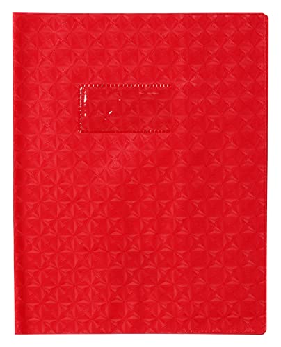 Clairefontaine 72013C - Heftumschlag / Heftschoner / Hefthülle Calligraphe mit Feinkörnung Diamantmotiven, 17x22 cm, Etikettenhalter, aus PVC blickdicht und strapazierfähig, Rot, 1 Stück von Calligraphe