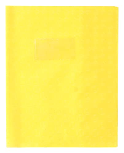 Clairefontaine 72014C - Heftumschlag / Heftschoner / Hefthülle Calligraphe mit Feinkörnung Diamantmotiven, 17x22 cm, Etikettenhalter, aus PVC blickdicht und strapazierfähig, Gelb, 1 Stück von Calligraphe