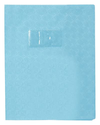 Clairefontaine 72022C - Heftumschlag / Heftschoner / Hefthülle Calligraphe mit Feinkörnung Diamantmotiven, 17x22 cm, Etikettenhalter, aus PVC blickdicht und strapazierfähig, Hellblau, 1 Stück von Calligraphe