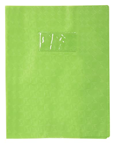 Clairefontaine 72025C - Heftumschlag / Heftschoner / Hefthülle Calligraphe mit Feinkörnung Diamantmotiven, 17x22 cm, Etikettenhalter, aus PVC blickdicht und strapazierfähig, Hellgrün, 1 Stück von Calligraphe