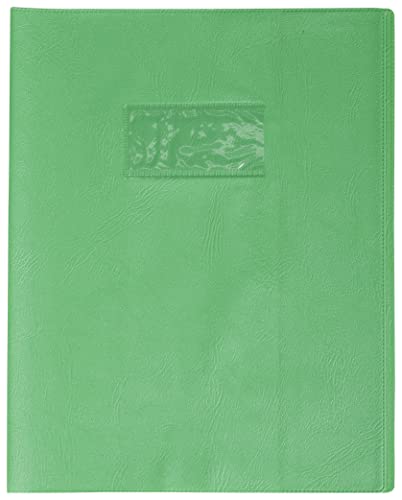 Clairefontaine 72111C - Heftumschlag / Heftschoner / Hefthülle Calligraphe mit Feinkörnung und Lederoptik, 17x22 cm, Etikettenhalter, aus PVC blickdicht und strapazierfähig, Grün, 1 Stück von Calligraphe