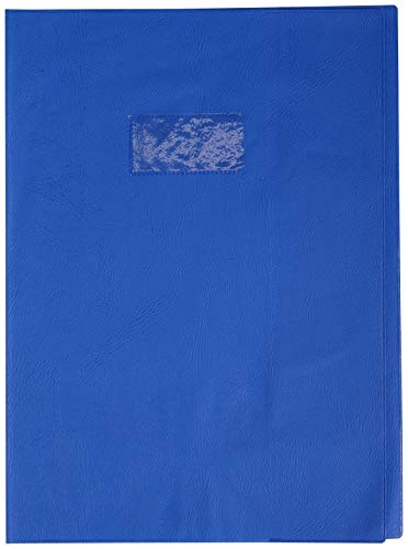 Clairefontaine 72202C - Heftumschlag / Heftschoner / Hefthülle Calligraphe mit Feinkörnung und Lederoptik, DIN A4 21x29,7 cm, Etikettenhalter, aus PVC blickdicht und strapazierfähig, Blau, 1 Stück von Calligraphe
