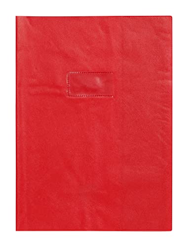 Clairefontaine 72203C - Heftumschlag / Heftschoner / Hefthülle Calligraphe mit Feinkörnung und Lederoptik, DIN A4 21x29,7 cm, Etikettenhalter, aus PVC blickdicht und strapazierfähig, Rot, 1 Stück von Calligraphe