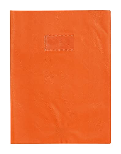 Clairefontaine 72208C - Heftumschlag / Heftschoner / Hefthülle Calligraphe mit Feinkörnung und Lederoptik, DIN A4 21x29,7 cm, Etikettenhalter, aus PVC blickdicht und strapazierfähig, Orange, 1 Stück von Calligraphe