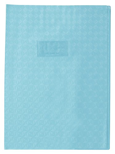 Clairefontaine 72222C - Heftumschlag / Heftschoner / Hefthülle Calligraphe mit Feinkörnung & Diamantmotiven DIN A4 21x29,7 cm, Etikettenhalter aus PVC blickdicht und strapazierfähig, Hellblau, 1 Stück von Calligraphe