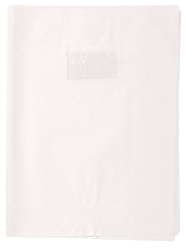 Clairefontaine 72227C - Heftumschlag / Heftschoner / Hefthülle Calligraphe mit Feinkörnung & Diamantmotiven DIN A4 21x29,7 cm, Etikettenhalter aus PVC blickdicht und strapazierfähig, Weiß, 1 Stück von Calligraphe