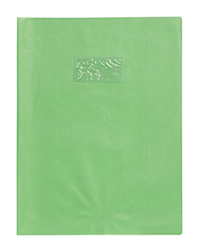 Clairefontaine 72311C - Heftumschlag / Heftschoner / Hefthülle Calligraphe mit Feinkörnung & Lederoptik DIN A4 21x29,7 cm, Etikettenhalter aus PVC blickdicht und strapazierfähig, Grün, 1 Stück von Calligraphe