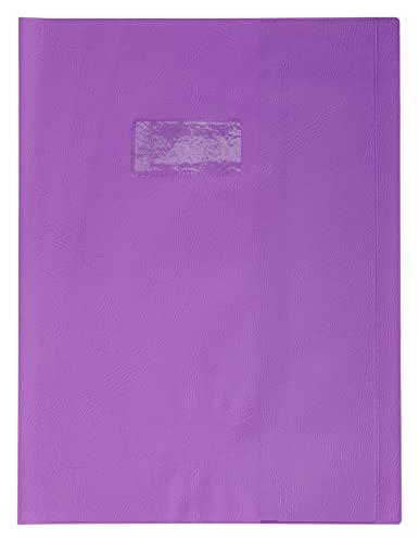 Clairefontaine 72406C - Heftumschlag Calligraphe DIN A4+ 24x32 cm, mit Lederoptik, Etikettenhalter, blickdicht, Violett, 1 Stück von Calligraphe