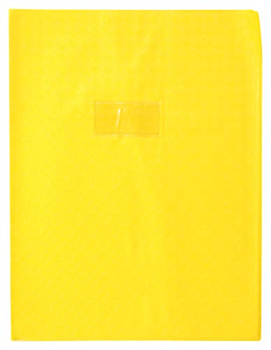 Clairefontaine 72414C - Heftumschlag / Heftschoner / Hefthülle Calligraphe mit Feinkörnung & Diamantmotiven DIN A4+ 24x32 cm, Etikettenhalter aus PVC blickdicht und strapazierfähig, Gelb, 1 Stück von Calligraphe