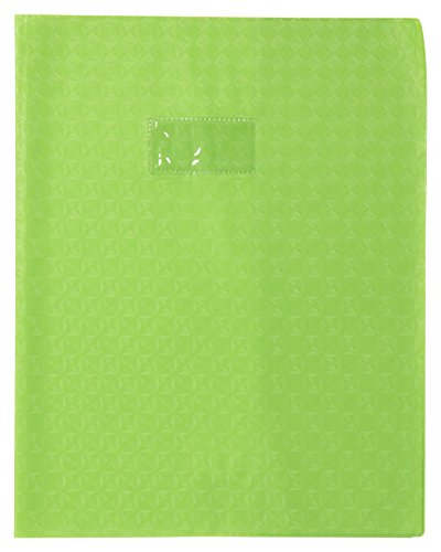 Clairefontaine 72425C - Heftumschlag / Heftschoner / Hefthülle Calligraphe mit Feinkörnung & Diamantmotiven DIN A4+ 24x32 cm, Etikettenhalter aus PVC blickdicht und strapazierfähig, Grün, 1 Stück von Calligraphe