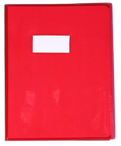Clairefontaine 73003C - Heftumschlag / Heftschoner / Hefthülle Calligraphe Cristalux 17x22 cm, Etikettenhalter, aus PVC transparent und strapazierfähig, glatt, Rot, 1 Stück von Calligraphe