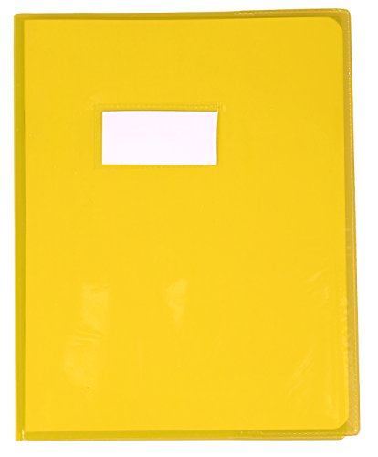 Clairefontaine 73004C - Heftumschlag / Heftschoner / Hefthülle Calligraphe Cristalux 17x22 cm, Etikettenhalter, aus PVC transparent und strapazierfähig, glatt, Gelb, 1 Stück von Calligraphe