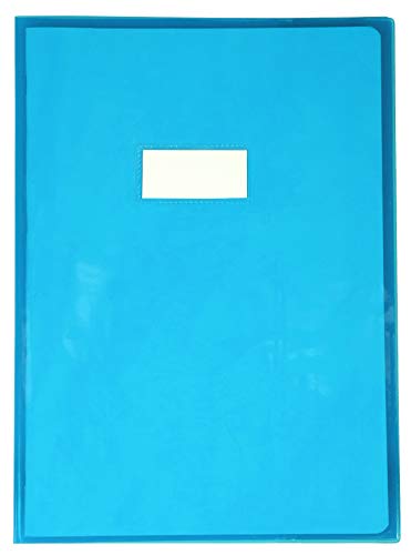 Clairefontaine 73202C - Heftumschlag Calligraphe Cristalux DIN A4 21 x 29,7 cm, glattes PVC, Etikettenhalter, Blau transparent, 1 Stück von Calligraphe
