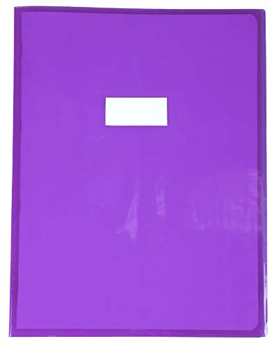 Clairefontaine 73406C - Heftumschlag / Heftschoner / Hefthülle Calligraphe Cristalux DIN A4+ 24x32 cm, Etikettenhalter, aus PVC transparent und strapazierfähig, glatt, Violett, 1 Stück von Calligraphe