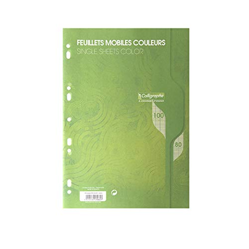 Clairefontaine 7965C - Packung mit 50 Ringbucheinlagen Calligraphe DIN A4 21x29,7 cm, 80g, französische Lineatur, Grün, 1 Pack Clairefontaine 7965C - Packung mit 50 Ringbucheinlagen Calligraphe DIN A4 21x29,7 cm, 80g, französische Lineatur, Grün, 1 Pack von Calligraphe