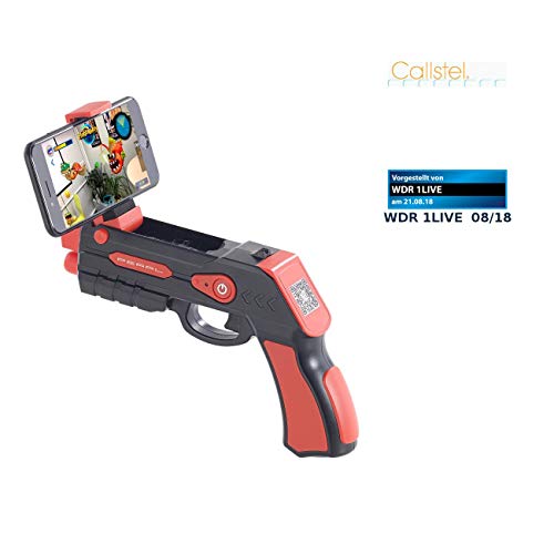 Callstel ARgun: Augmented-Reality-Pistole mit Bluetooth, für Smartphones bis 5,5" (AR Gun App, Augmented Reality AR Pistole, Handyhalterung) von Callstel