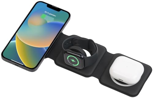 Callstel Apple Multi Ladestation: 3in1-Ladestation für iPhone, AirPods, Apple Watch, MagSafe-kompatibel (Apple Ladestation 3-in-1 Wireless, Qi Wireless Charger, Induktion) von Callstel