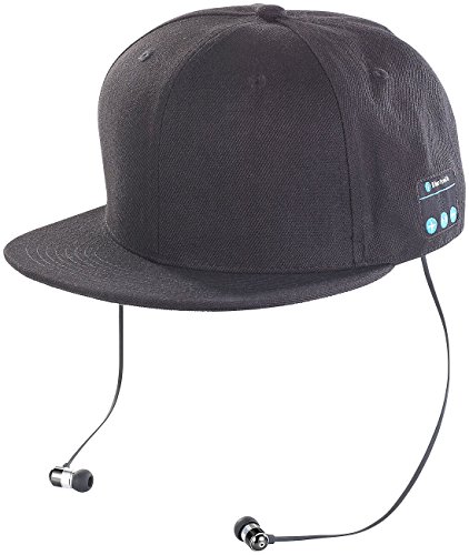 Callstel Basecap: Snapback-Cap mit integriertem Headset, Bluetooth 4.1, schwarz (Kopfhörer und Mikrofon Mütze, Freisprech-Mütze, Lautsprecher iPad) von Callstel