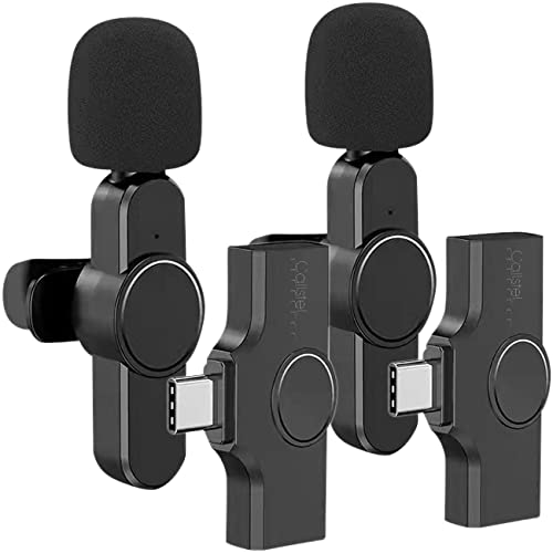 Callstel Funk-Mikrofon: 2er-Set Mini-Funkmikrofone für USB-C-Geräte, 2,4 GHz, 10 m (Anklipp-Mikrofon, Handheld Mikrofon) von Callstel