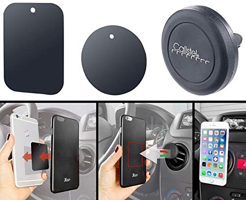 Callstel Handyhalterung Magnet: Mini-Kfz-Smartphone-Halterung für Lüftungsgitter, Halte-Magnet (Handyhalterung Auto Magnet, Magnet Handyhalter, Magnethalter) von Callstel