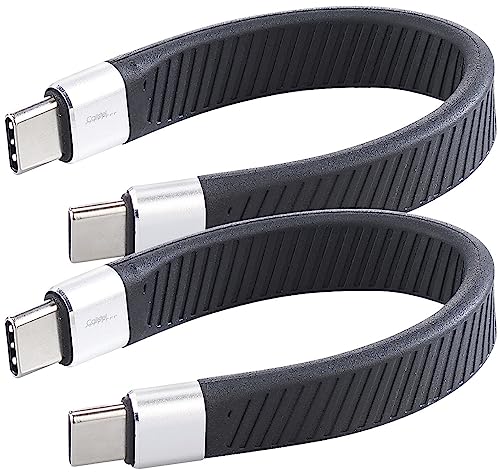Callstel USB c Kabel kurz: 2er-Set Kurze, Flexible Lade-/Datenkabel USB-C auf -C, 100 W PD, 13 cm (Kabel USBC, USB3, Festplatten Adapter) von Callstel