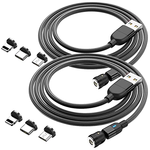 Callstel Ladekabel Typ C: 2er-Set USB-Kabel mit 6 Magnet-Stecker für USB-C, Micro-USB, Lightning (Magnetisches Ladekabel, Lightning-Magnet-Ladekabel, Handy Ladestation) von Callstel