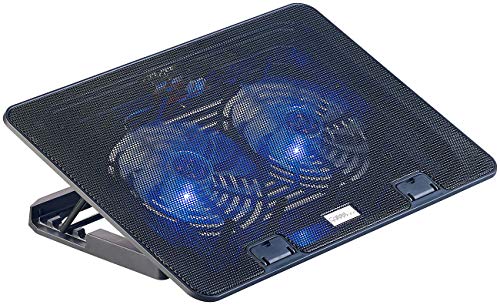 Callstel Laptop Kühler: Ultraleiser Notebook-Kühler bis 43,8 cm (17"), 2 Lüfter, LED, 15 dB (leiser Laptop Kühler, Lüfter Laptop, Kühlunterlage) von Callstel