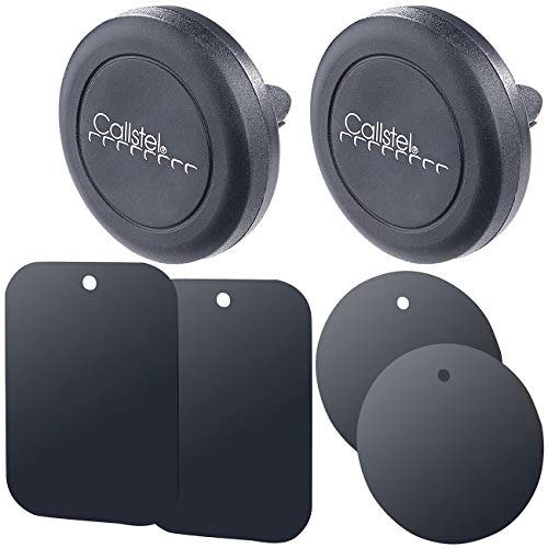Callstel Magnet Handyhalter: 2er-Set Mini-Kfz-Smartphone-Halterungen für Lüftungsgitter (Magnet Handy Halterung, Handy Magnethalter, Magnetische Handyhalterung) von Callstel