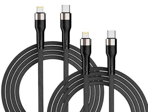 Callstel Magnet Ladekabel Apple: 2er-Set Magnetisches Daten-/Ladekabel 8-PIN auf USB-C, PD, QC 4.0, 27W (Schnellladekabel Magnet, USB-Kabel Textil, Adapter) von Callstel
