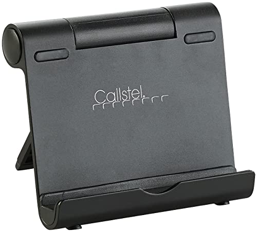 Callstel Tablet Ständer: Aluminium-Tabletständer mit verstellbarem Winkel, schwarz (Handy Ablage, Halterung für Tablet, Tischhalter) von Callstel