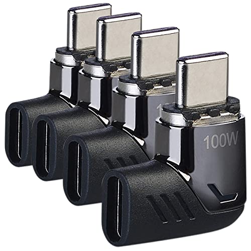 Callstel USB Adapter magnetisch: 4er-Set 90°-USB-C-Schnell-Ladeadapter mit Magnet-Stecker, PD bis 100 W (USB C Kabel Winkelstecker, USB C Kabel Winkelstecker kurz, Handy Datenkabel) von Callstel