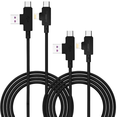 Callstel USB Anschlusskabel: 2er-Set 4in1-Lade- & Datenkabel USB-A/C zu USB-C/8-PIN, 120 cm, 3 A (auf USB C Ladekabel Apple, UBS auf C Kabel Apple, Adapter) von Callstel