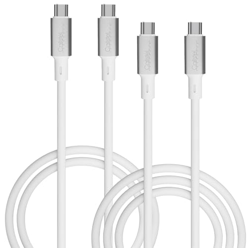 Callstel USB C to USB C Kabel: Ultraflexible Silikon-Lade-/Datenkabel USB-C/-C, 1 + 2 m, weiß (Ladekabel, Ladekabel, Apple iPhone) von Callstel