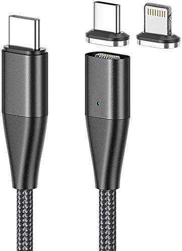 Callstel USB C Magnet Kabel: Magnetisches USB-C-Schnell-Ladekabel, Typ C & Lightning, 1,8 m, 3 A (Magnetischer USB C Stecker, Ladekabel mit Magnetverbindung, Handy Datenkabel) von Callstel