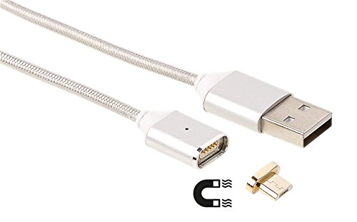 Callstel USB Kabel magnetisch: USB-Lade- & Datenkabel mit magnetischem Micro-USB-Stecker, 1 m, Silber (Ladekabel für Smartphone, Magnetische USB Ladekabel, Magnetisches) von Callstel