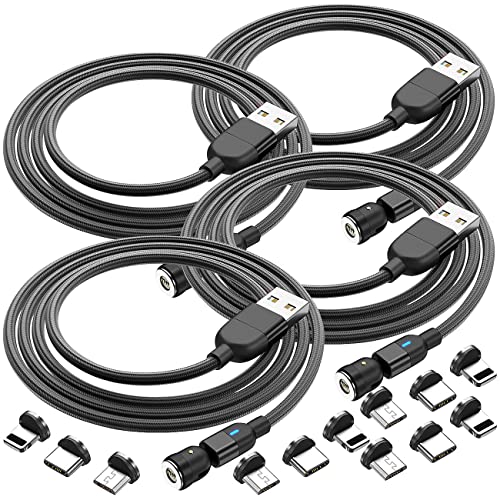 Callstel USB Magnetkabel: 4er-Set USB-Kabel, 12 Magnet-Stecker für USB C, Micro-USB, Lightning (Magnetische Ladekabel, Lightning-Magnet-Ladekabel, Handy Ladestation) von Callstel