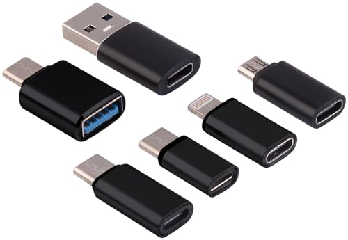 Callstel USB Stecker: 6-teiliges USB-Adapter-Set, OTG-USB, Lightning, 60 Watt PD (USB-C auf USB-A 3.0 OTG-Adapter, Micro-USB-Stecker, Apple iPhone Ladekabel) von Callstel