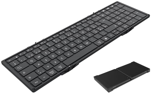 Callstel Falttastatur: Faltbare Fullsize-Tastatur, Beleuchtung, Akku, Deutsch-Schweiz, BT (Faltbare Tastatur mit Nummernblock, Bluetoothtastatur, Tablet Tasche) von Callstel