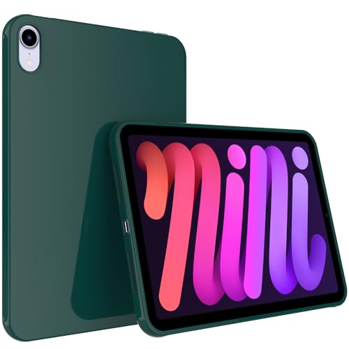Callyue Schlanke Schutzhülle für iPad Mini 6 8,3 Zoll 2021, iPad Mini 7 2024 Hülle (A17 Pro), ultradünn, leicht, matt, weich, flexibel, mattiert, TPU-Rückseite, Dunkelgrün von Callyue
