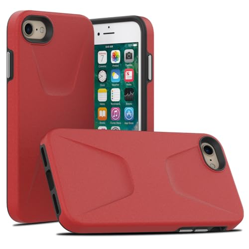 Callyue Schutzhülle für iPhone SE 3, 4,3 m Fallgetestet, stoßfester Schutz, zweilagige Hülle für iPhone SE 2022/3./2020/2. Generation und iPhone 7/8, Rot von Callyue