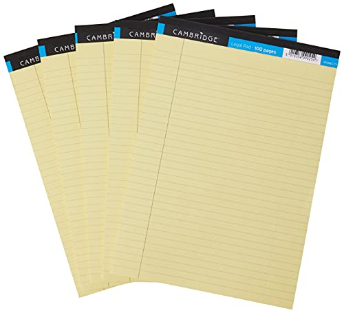 Cambridge 400115984 A4 liniert Legal Pad mit Rand – Gelb (5 Stück) von Cambridge